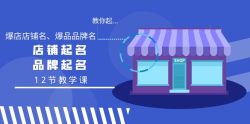 教你起“爆店店铺名、爆品品牌名”，店铺起名，品牌起名(12节教学课)