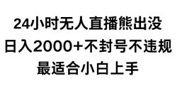 快手24小时无人直播熊出没，不封直播间，不违规，日入2000+，最适合小白上手，保姆式教学【揭秘】