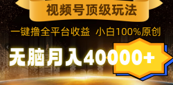 (9281期)视频号顶级玩法，无脑月入40000+，一键撸全平台收益，纯小白也能100%原创