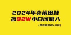 (9329期)2024年卖莆田鞋，搞了92W，小白闭眼操作！