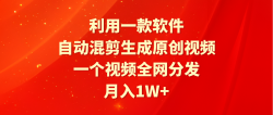 (9472期)利用一款软件，自动混剪生成原创视频，一个视频全网分发，月入1W+附软件