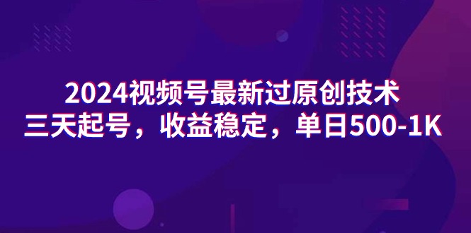 (9505期)2024视频号最新过原创技术，三天起号，收益稳定，单日500-1K插图