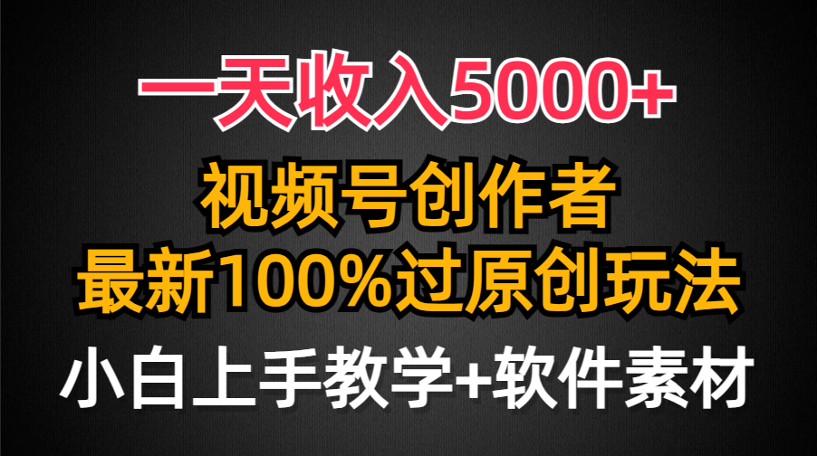 (9568期)一天收入5000+，视频号创作者，最新100%原创玩法，对新人友好，小白也可.插图
