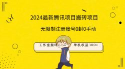 (9566期)最新工作室搬砖项目，单机日入300+！无限制注册账号！0封！0手动！