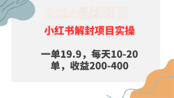 (9583期)小红书解封项目： 一单19.9，每天10-20单，收益200-400