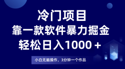 (9791期)冷门项目，靠一款软件暴力掘金日入1000＋，小白轻松上手第二天见收益