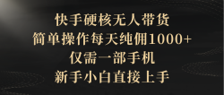 (9861期)快手硬核无人带货，简单操作每天纯佣1000+,仅需一部手机，新手小白直接上手