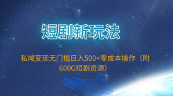 (9894期)短剧新玩法，私域变现无门槛日入500+零成本操作(附600G短剧资源)
