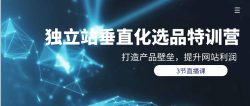 (9925期)独立站-垂直化选品训练营，打造产品壁垒，提升网站利润(3节直播课)