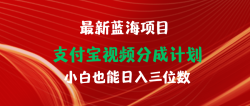 (9939期)最新蓝海项目 支付宝视频频分成计划 小白也能日入三位数