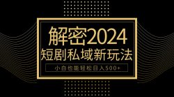 (9951期)10分钟教会你2024玩转短剧私域变现，小白也能轻松日入500+
