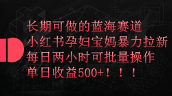 (9952期)小红书孕妇宝妈暴力拉新玩法，每日两小时，单日收益500+