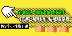 (10045期)全域盈利·做懂流量的操盘手，打通公域引流+私域强变现，约9个小时线下课