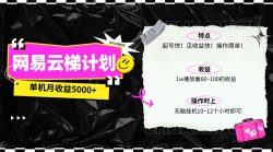 (10063期)最新网易云梯计划网页版，单机月收益5000+！可放大操作