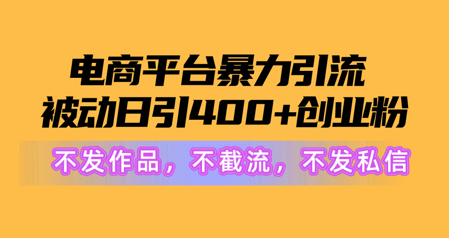 电商平台暴力引流,被动日引400+创业粉不发作品,不截流,不发私信插图 电商平台暴力引流,被动日引400+创业粉不发作品,不截流,不发私信插图