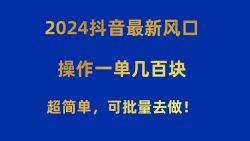 2024抖音最新风口！操作一单几百块！超简单，可批量去做！！！