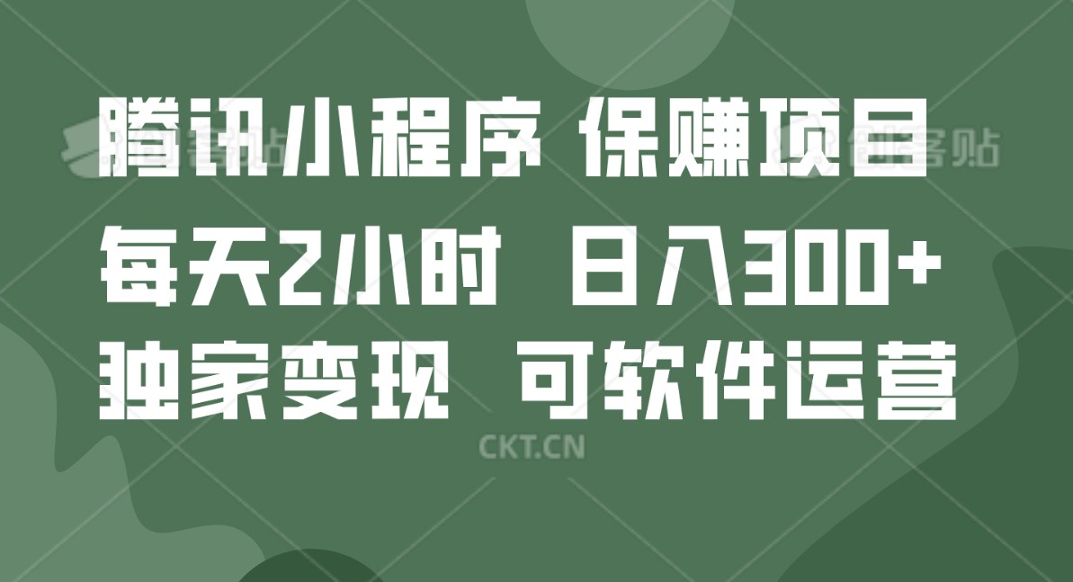 腾讯官方项目，可软件自动运营，稳定有保障，时间自由，永久售后，日均收益100-500+