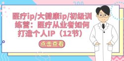 医疗ip/大健康ip/初级训练营：医疗从业者如何打造个人IP(12节