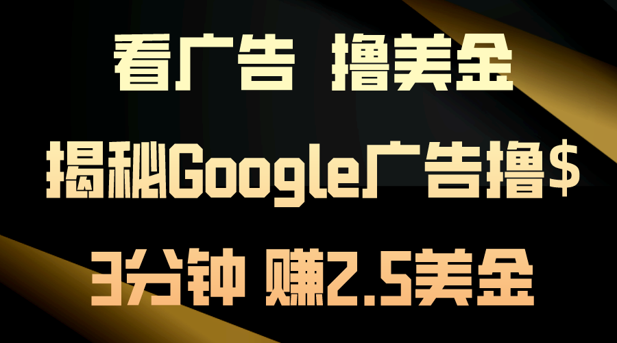 看广告,撸美金!3分钟赚2.5美金!日入200美金不是梦!揭秘Google广告…插图 看广告,撸美金!3分钟赚2.5美金!日入200美金不是梦!揭秘Google广告…插图