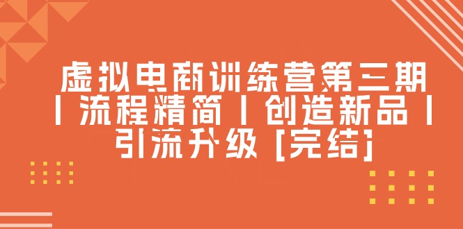 虚拟电商训练营第三期丨流程精简丨创造新品丨引流升级 [完结]