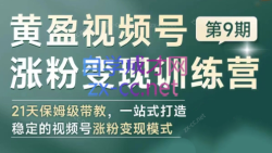 黄盈·视频号涨粉变现训练营