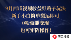西瓜视频收益野路子玩法，新手小白简单搬运即可，0粉就能变现，也可矩…