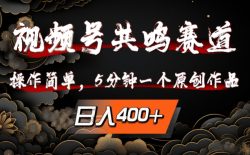 视频号共鸣赛道，操作简单，5分钟1个原创作品，日入几张【揭秘】