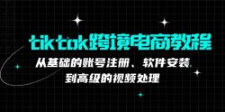 tiktok跨境电商教程：从基础的账号注册、软件安装，到高级的视频处理