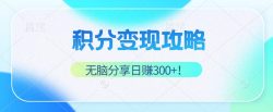 积分变现攻略 带你实现稳健睡后收入，只需无脑分享日赚300+