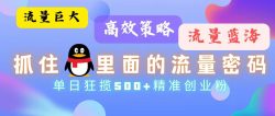 流量蓝海，抓住QQ里面的流量密码！高效策略，单日狂揽500+精准创业粉