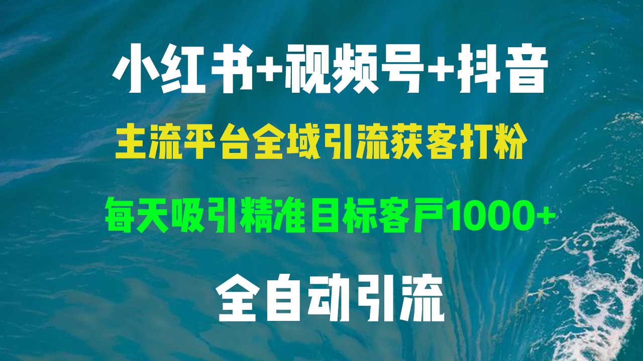 小红书，视频号，抖音主流平台全域引流获客打粉，每天吸引精准目标客户...