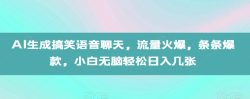 AI生成搞笑语音聊天，流量火爆，条条爆款，小白无脑轻松日入几张【揭秘】