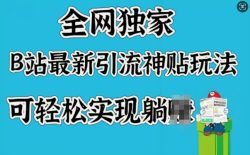 全网独家，B站最新引流神贴玩法，可轻松实现躺Z