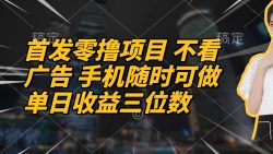首发零撸项目 不看广告 手机随时可做 单日收益三位数