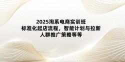 2025淘系电商实训班：标准化起店流程，智能计划与拉新，人群推广策略等等
