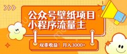 公众号壁纸项目，小程序流量主双收益，月入3000+