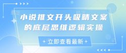 小说推文开头吸睛文案的底层思维逻辑实操