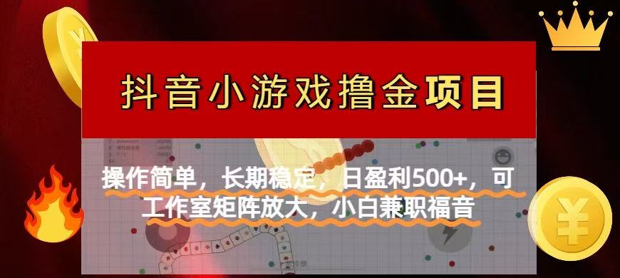 【抖音小游戏发行人计划项目】操作简单，长期稳定，日盈利500+，可工作...