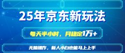 25京东新玩法，每天半小时，月稳定1W+