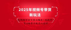2025年视频号带货新玩法：AI炮制百分百原创爆款，稳起号，T+1结算实现月入过万