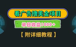 Google谷歌看广告撸美金，3分钟到账2.5美元，自撸拉新收益无上限，轻松日入1k+