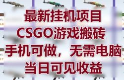 最新挂G项目，CSGO游戏搬砖，手机可做，无需电脑，当日见收益【揭秘】