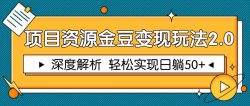 项目资源金豆变现玩法2.0，深度解析 轻松实现躺赚50+