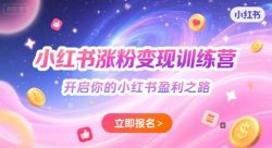 小红书涨粉变现训练营，开启你的小红书盈利之路