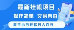 最新挂G项目，操作简单，交易自由，新手小白轻松日入100+【揭秘】