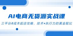 AI电商无货源实战课，三平台0成本起店攻略，技术+执行力的黄金配比