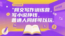 网文写作训练营，写小说挣钱，普通人同样可以玩