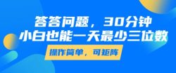 答答问题，30分钟，小白也能一天最少也有三位数，操作简单