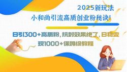 2025新玩法小和尚引流高质创业粉秘诀！日引300+高质粉，抗封效果绝了，…
