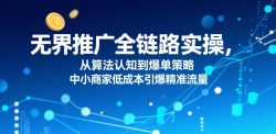 ​无界推广全链路实操，从算法认知到爆单策略，中小商家低成本引爆精准流量